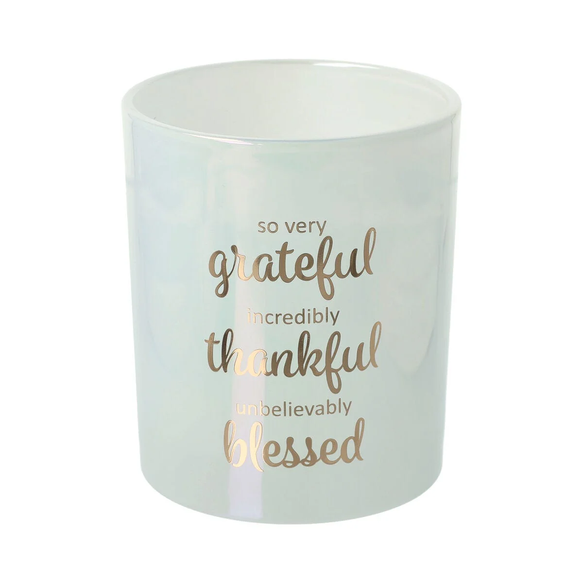 Oxford Candle Jar - White - Rose Gold Foil "Grateful" - Large - 1 of