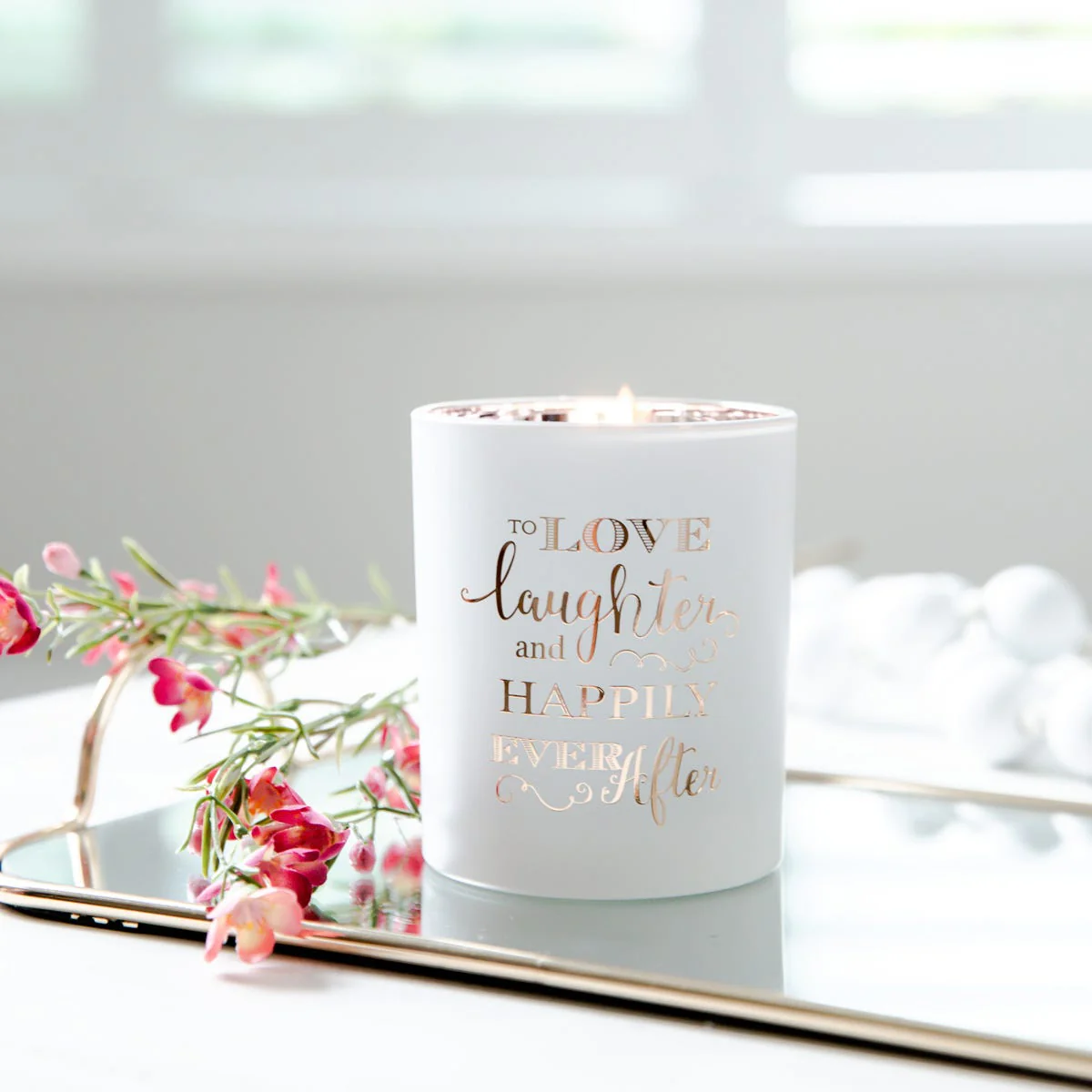 Oxford Candle Jar - Electroplated Rose Gold & White - Rose Gold Foil "Laughter" - Large - 1 of - Image 4