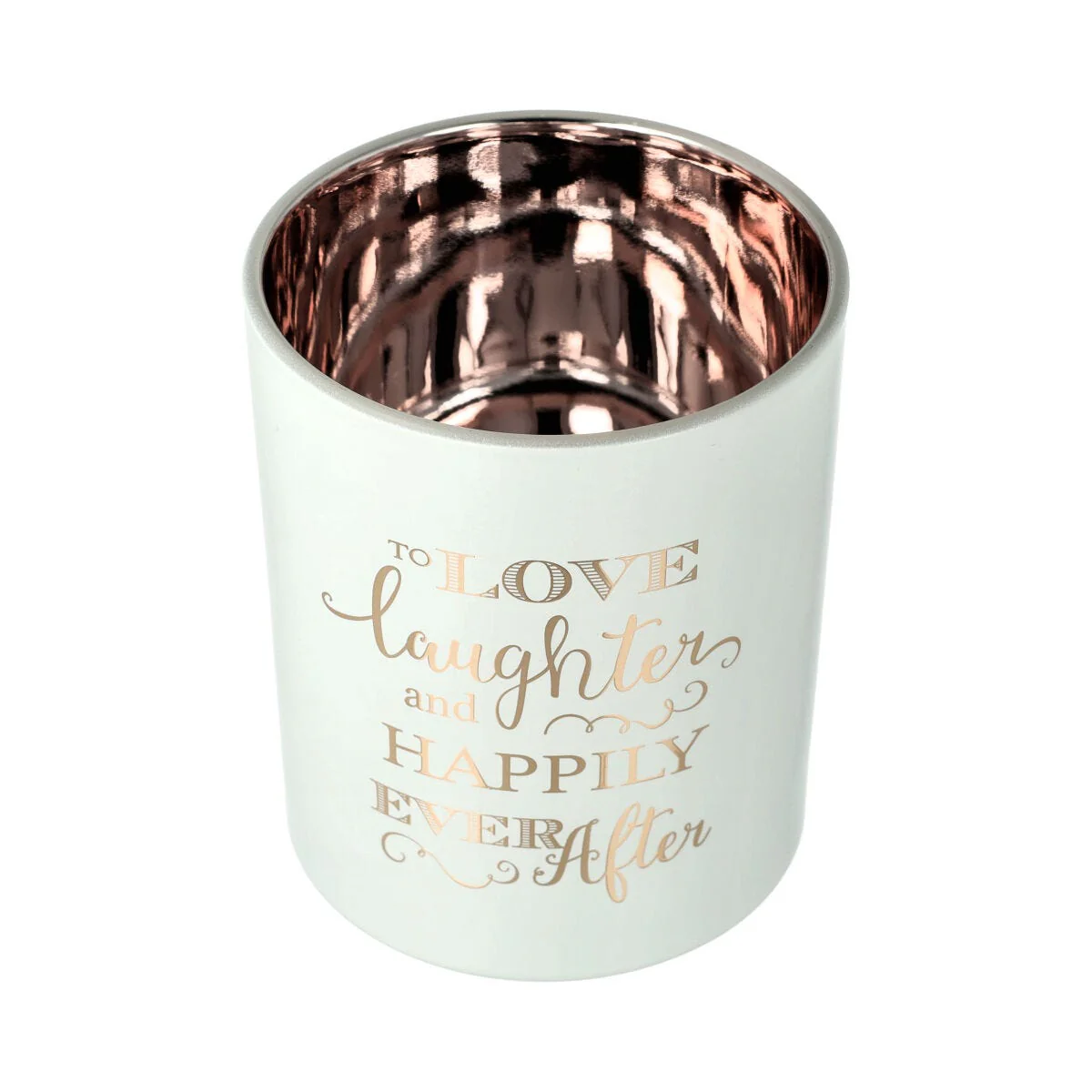 Oxford Candle Jar - Electroplated Rose Gold & White - Rose Gold Foil "Laughter" - Large - 1 of - Image 6