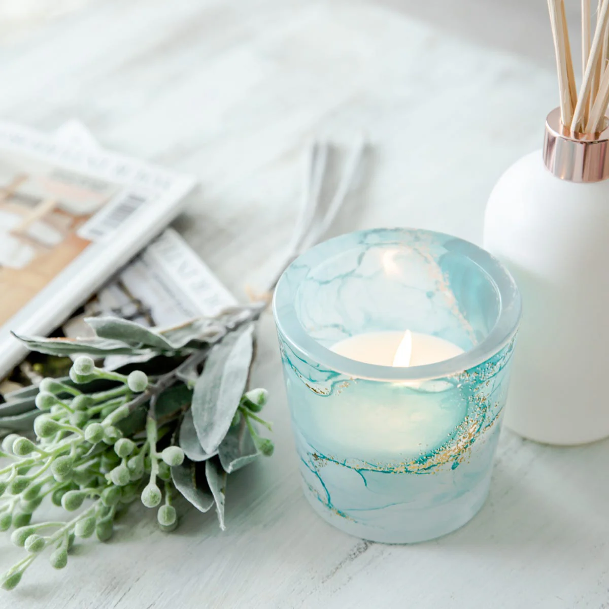 Velino Candle Jar Large Watercolour Teal - 1 of - Image 4