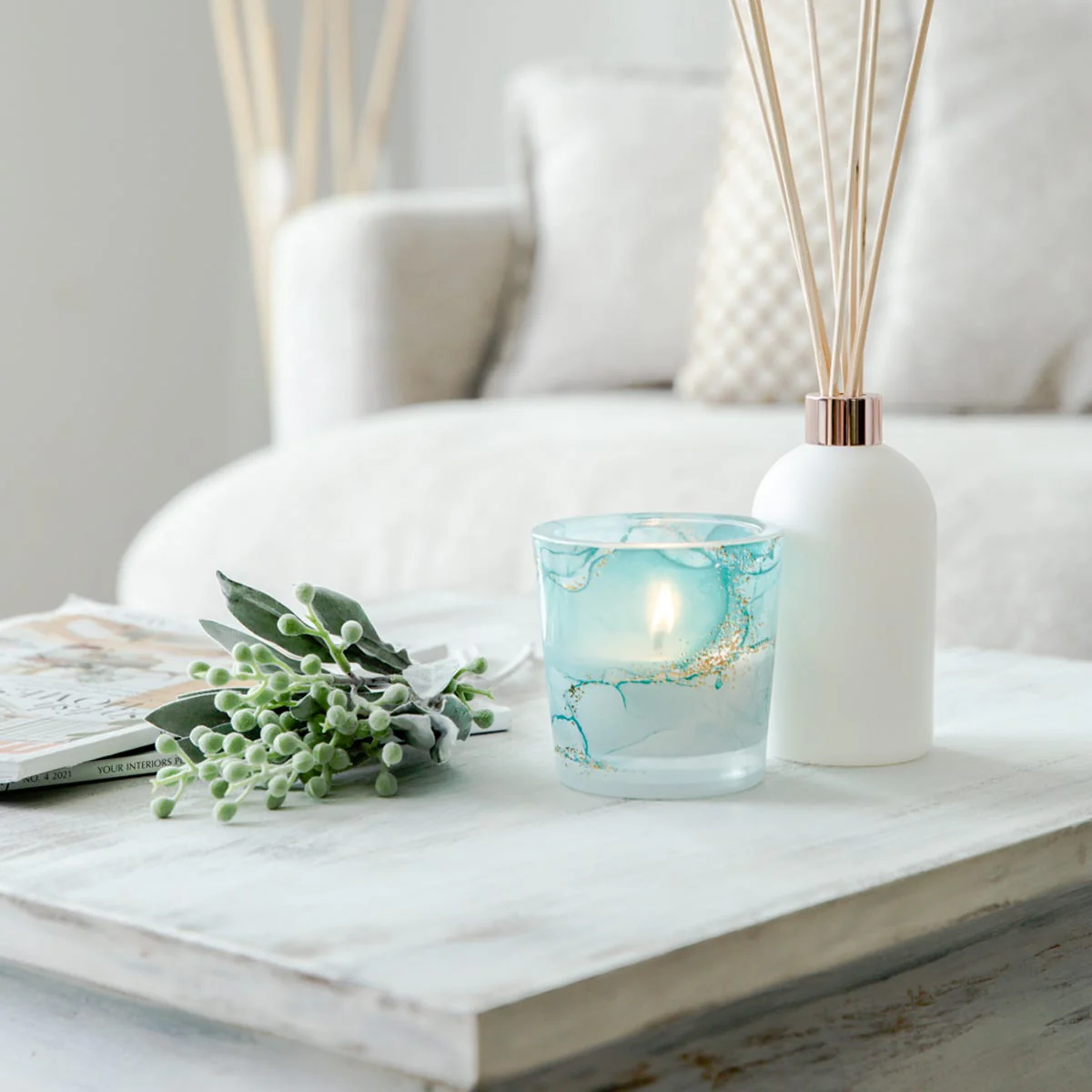Velino Candle Jar Large Watercolour Teal - 12 of - Image 2