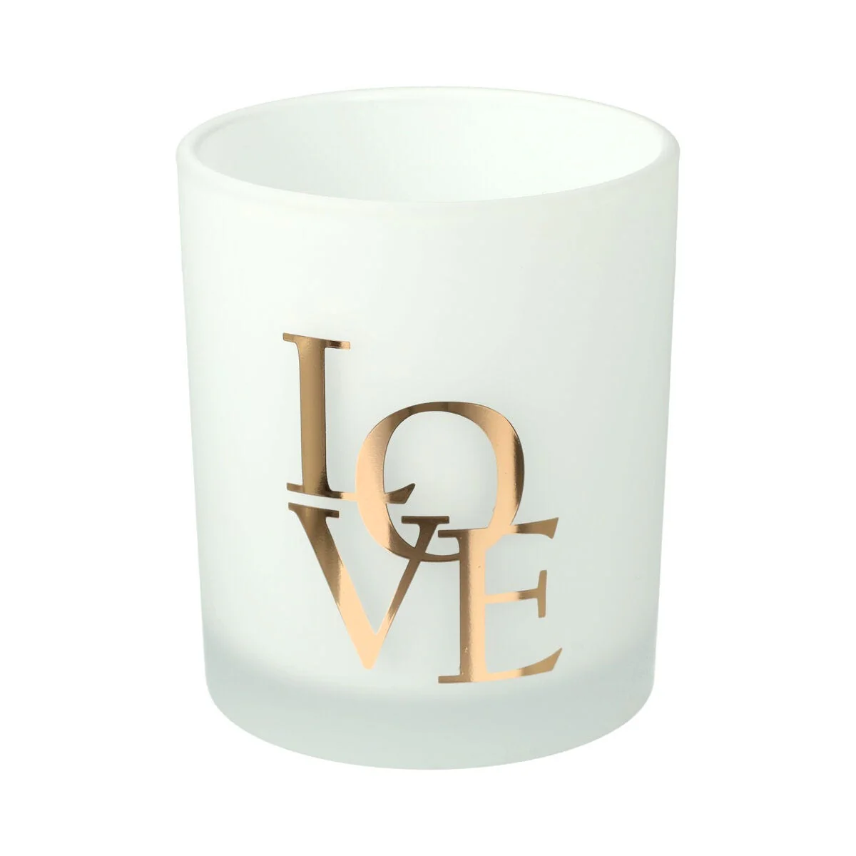 Oxford Candle Jar - Frosted White - Rose Gold Foil "LOVE"
